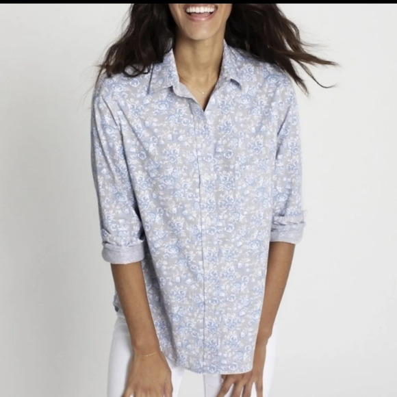 Anthropologie GRAYSON The Hero Button-Up Shirt Henrietta Floral Top Cotton sz. M - Picture 1 of 12